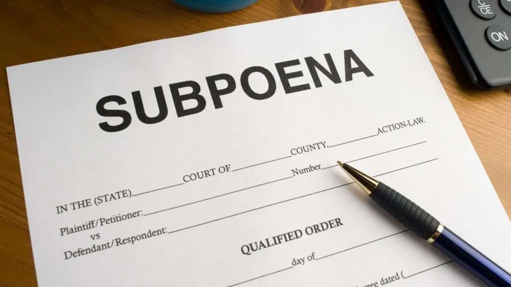 Valid reasons to get out of a subpoena